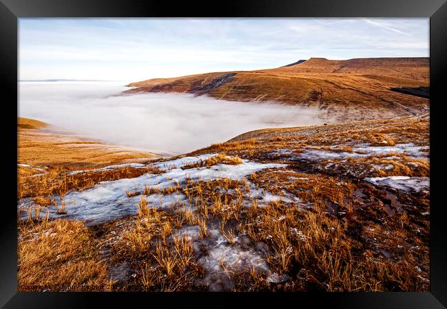 Freezing fog above Storey Arms, Brecons Framed Print by Jenny Hibbert