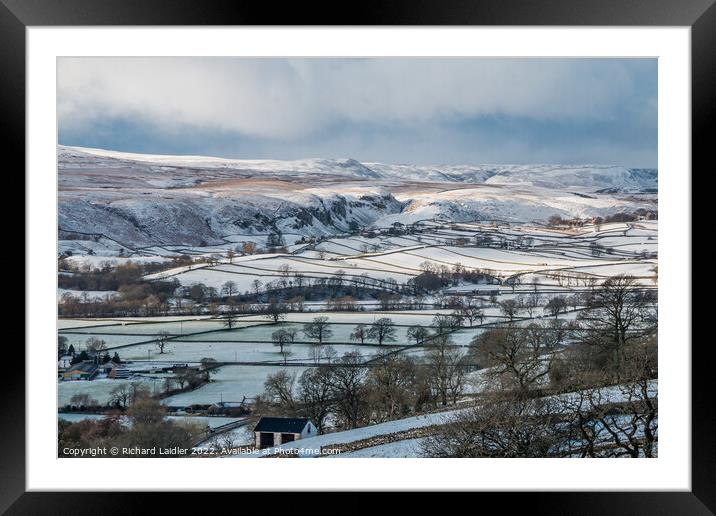 Sun Snow and Shadows on Holwick (2) Framed Mounted Print by Richard Laidler