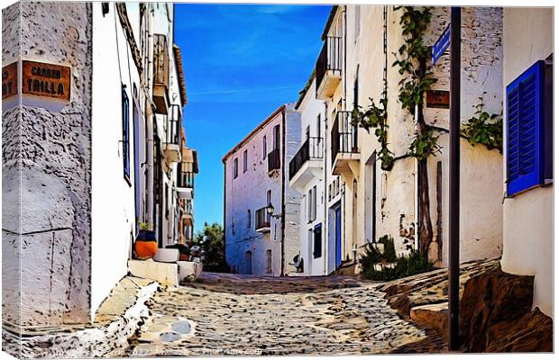 Charming Cadaques Streets - C1905 5536 WAT Canvas Print by Jordi Carrio