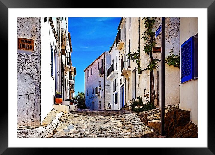 Charming Cadaques Streets - C1905 5536 WAT Framed Mounted Print by Jordi Carrio