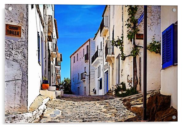 Charming Cadaques Streets - C1905 5536 WAT Acrylic by Jordi Carrio