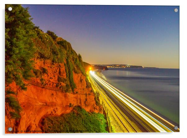 Night time coastal journey, Dawlish Acrylic by Kerry Lummus