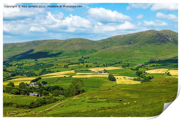 The Howgill Fells seen from Firbank Fell Cumbria Print by Nick Jenkins