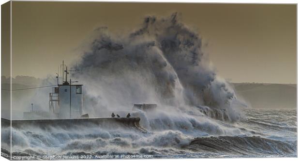 Storm Ciara at Porthcawl Canvas Print by Stephen Jenkins