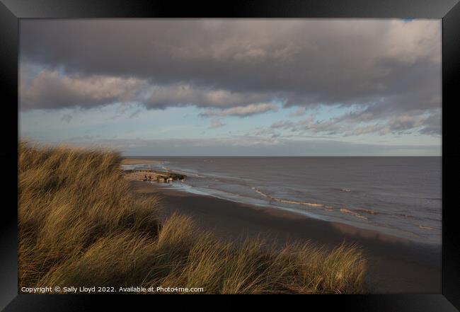 Northern view at Winterton-on-sea Framed Print by Sally Lloyd