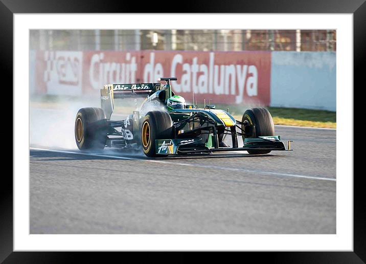 Heikki Kovalainen - Lotus T128 Framed Mounted Print by SEAN RAMSELL