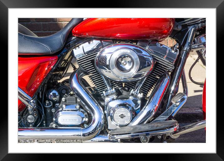 Engine block detail Harley Davidson motorbike Framed Mounted Print by Allan Bell