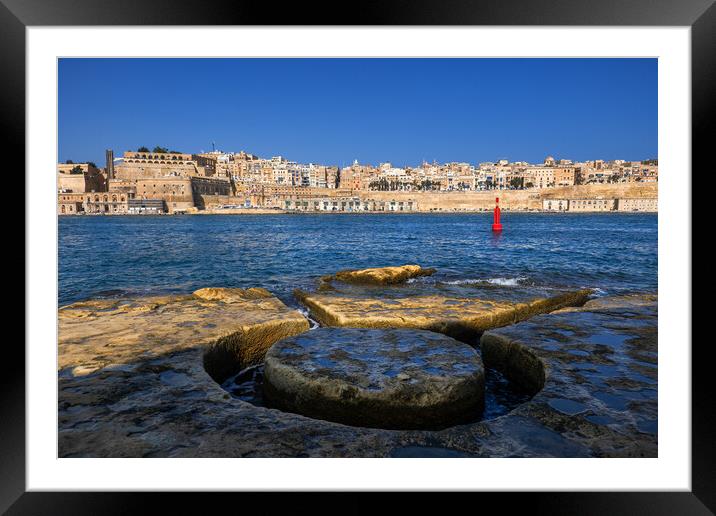 City Skyline of Valletta in Malta Framed Mounted Print by Artur Bogacki