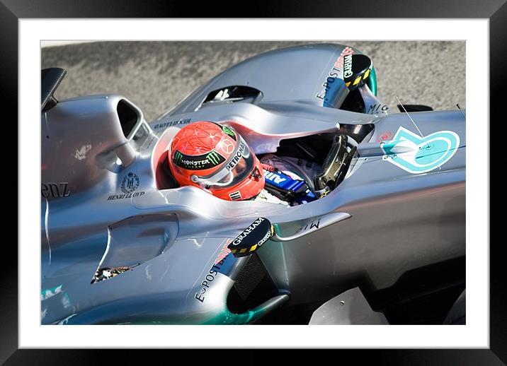 Michael Schmacher - Mercedes GP Petronas Framed Mounted Print by SEAN RAMSELL