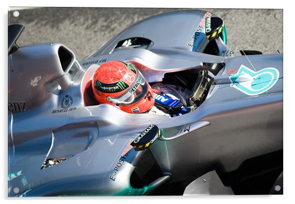 Michael Schmacher - Mercedes GP Petronas Acrylic by SEAN RAMSELL
