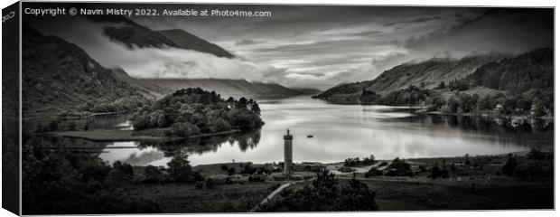 Glenfinnan Monument and Loch Shiel Panoramic  Canvas Print by Navin Mistry