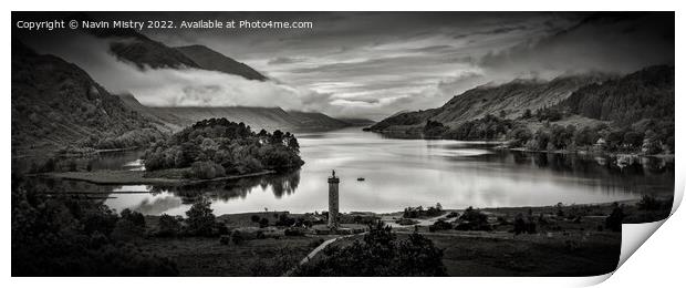 Glenfinnan Monument and Loch Shiel Panoramic  Print by Navin Mistry
