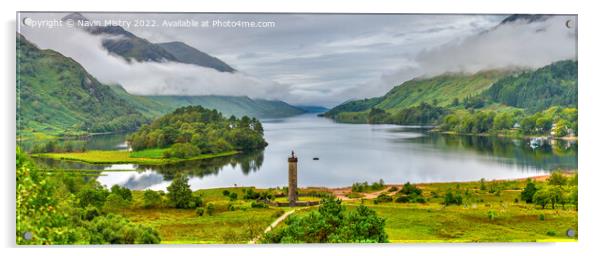 Glenfinnan Monument and Loch Shiel Panoramic  Acrylic by Navin Mistry
