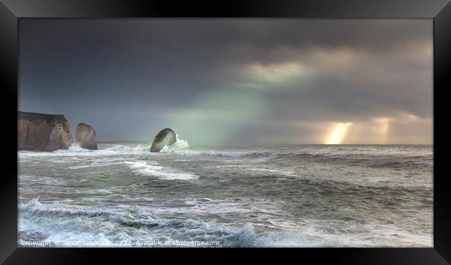 Stormy Skies Freshwater Bay Framed Print by Simon Connellan