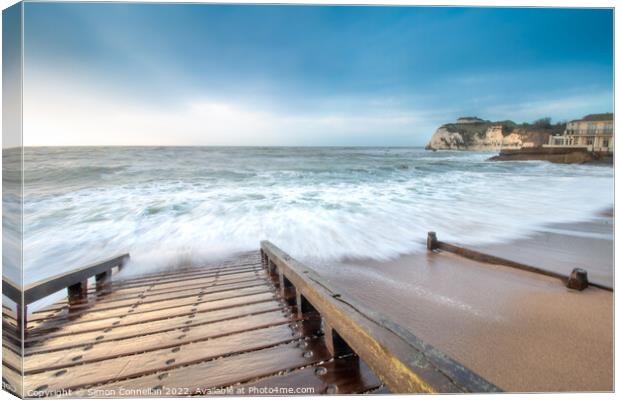 Waves over Freshwater Bay Canvas Print by Simon Connellan