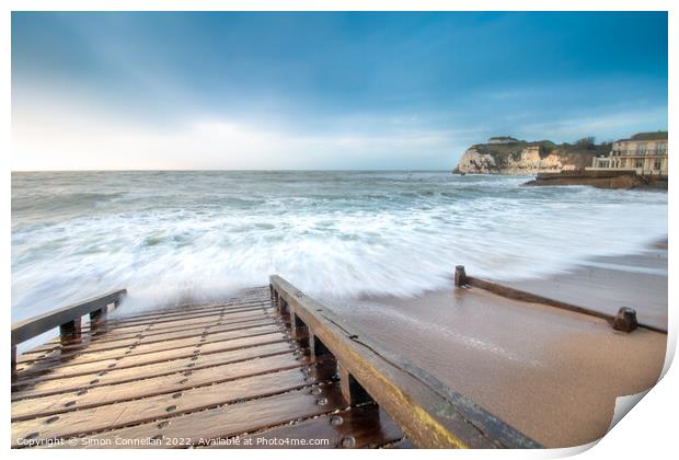 Waves over Freshwater Bay Print by Simon Connellan