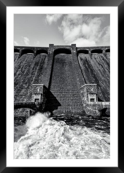 The Claerwen Dam, Elan Valley, monochrome Framed Mounted Print by Gordon Maclaren