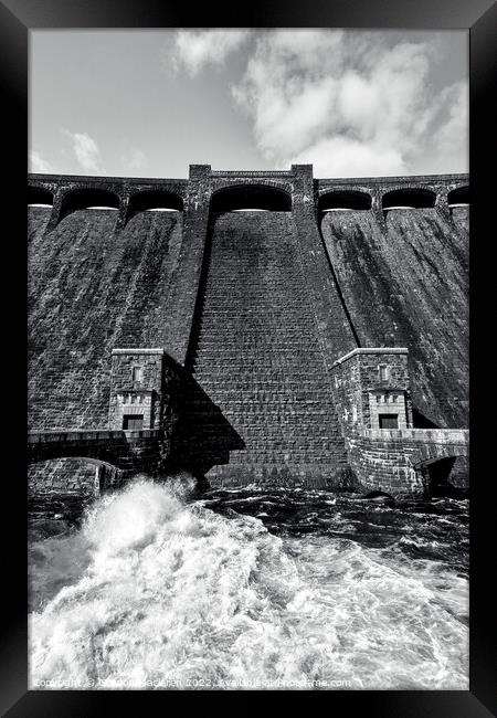 The Claerwen Dam, Elan Valley, monochrome Framed Print by Gordon Maclaren