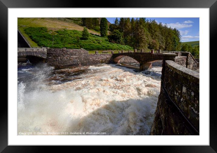 Water gushing out of Clearwen Dam, Powys, Wales Framed Mounted Print by Gordon Maclaren