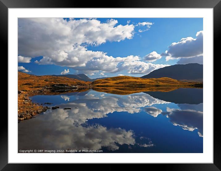 Loch Assynt Lochinver Road Reflection Morning Gold North West Scotland Framed Mounted Print by OBT imaging