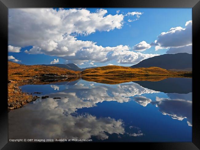 Loch Assynt Lochinver Road Reflection Morning Gold North West Scotland Framed Print by OBT imaging