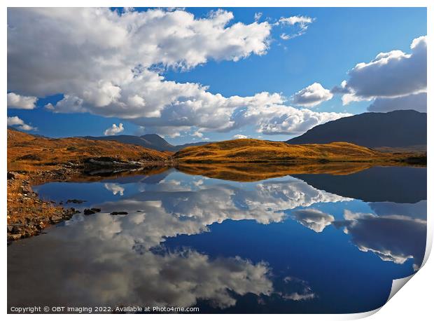 Loch Assynt Lochinver Road Reflection Morning Gold North West Scotland Print by OBT imaging