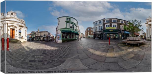360 panorama captured on London Street in the city of Norwich Canvas Print by Chris Yaxley