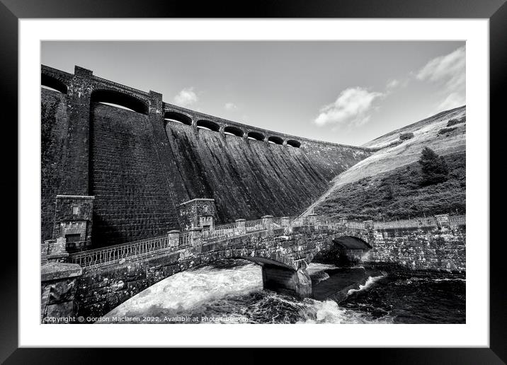 The Claerwen Dam, Elan Valley, in monochrome Framed Mounted Print by Gordon Maclaren
