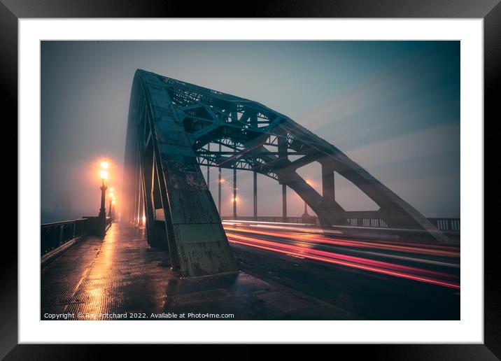 Tyne Bridge Light Trails Framed Mounted Print by Ray Pritchard