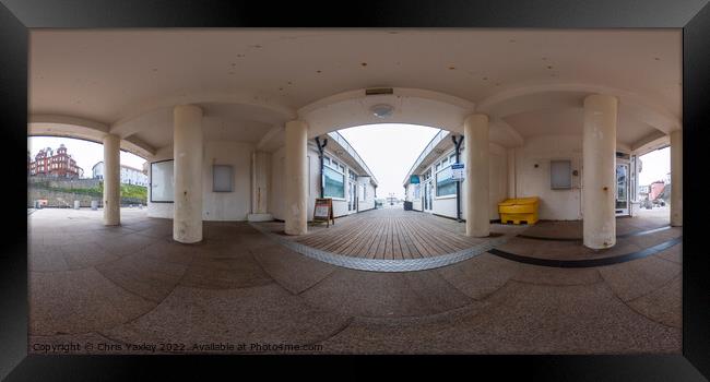 360 panorama captured at the entrance to Cromer pier Framed Print by Chris Yaxley