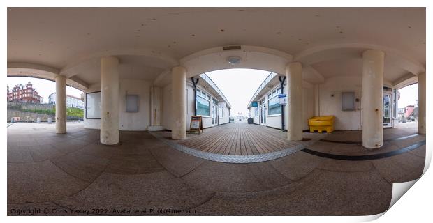 360 panorama captured at the entrance to Cromer pier Print by Chris Yaxley