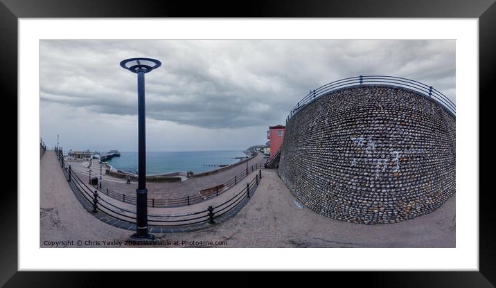 360 panorama of Cromer promenade and seafront, Norfolk Framed Mounted Print by Chris Yaxley