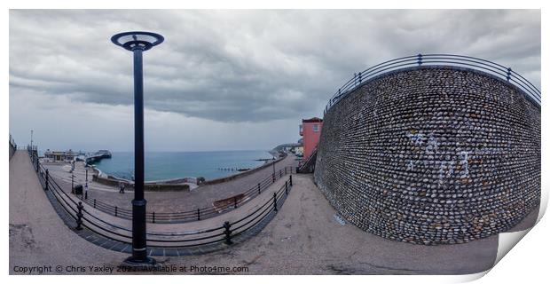 360 panorama of Cromer promenade and seafront, Norfolk Print by Chris Yaxley