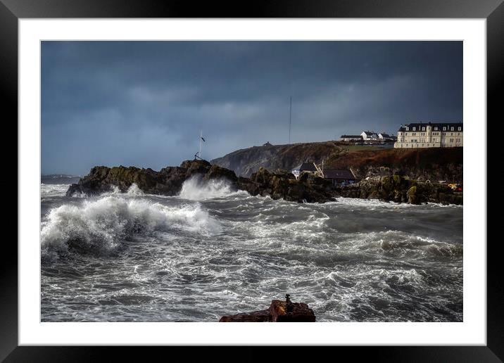 Portpatrick Harbour on a Stormy Day Framed Mounted Print by Derek Beattie