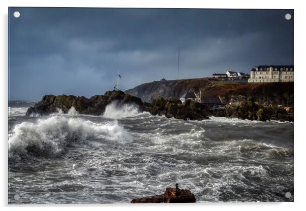 Portpatrick Harbour on a Stormy Day Acrylic by Derek Beattie