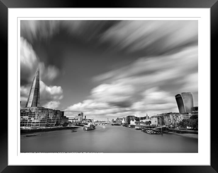 River Thames with The Shard  Framed Mounted Print by johnny weaver