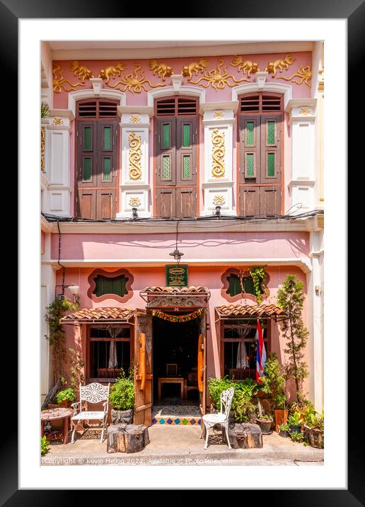 Sino Portuguese architecture in Soi Romanee Framed Mounted Print by Kevin Hellon