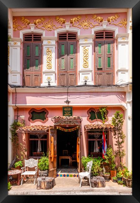 Sino Portuguese architecture in Soi Romanee Framed Print by Kevin Hellon