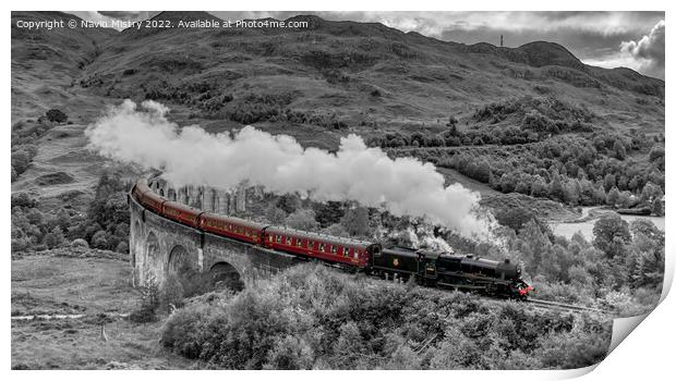 The Jacobite Steam Train, Glenfinnan, Scotland  Print by Navin Mistry