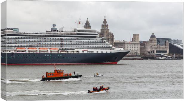 MS Queen Elizabeth passes the Liverpool waterfront Canvas Print by Jason Wells