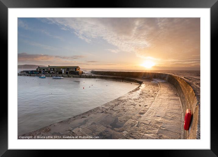 Sunrise at a Windy Lyme Regis Cobb Framed Mounted Print by Bruce Little
