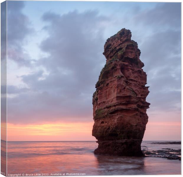 Sunrise at Ladram Bay Sea Stack Canvas Print by Bruce Little