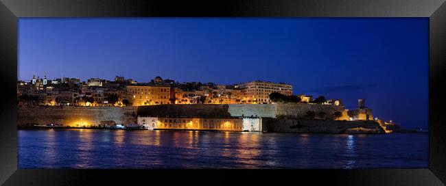 Night Panorama of Valletta City In Malta Framed Print by Artur Bogacki