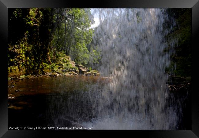 View behind Sgwd Gwladys waterfall Neath Framed Print by Jenny Hibbert