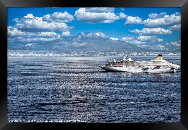 Serene Naples Bay with Iconic Mount Vesuvius Framed Print by Roger Mechan