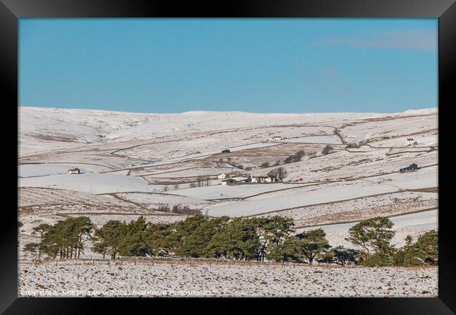 Towards Lingy Hill, Harwood in Snow Framed Print by Richard Laidler