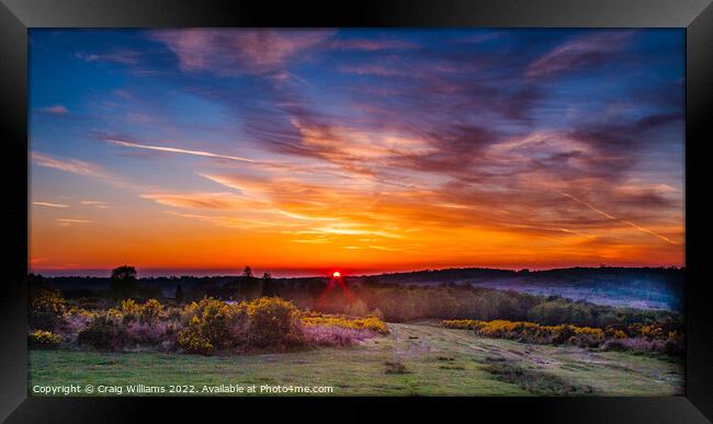 Sunset over Ashdown Forest Framed Print by Craig Williams