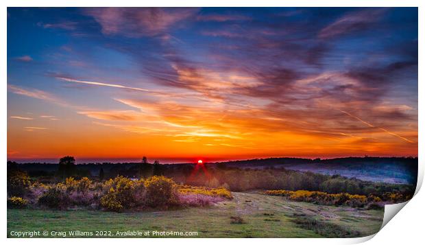 Sunset over Ashdown Forest Print by Craig Williams