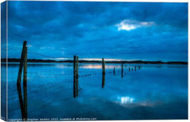 Blue hour at Kenfig pool in Wales  Canvas Print by Stephen Jenkins