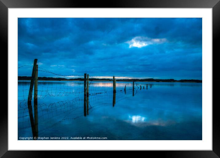 Blue hour at Kenfig pool in Wales  Framed Mounted Print by Stephen Jenkins